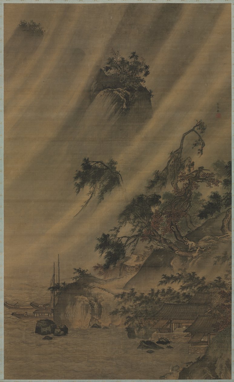 River Village v bouři, c. 1480-1507. od Lu Wenying