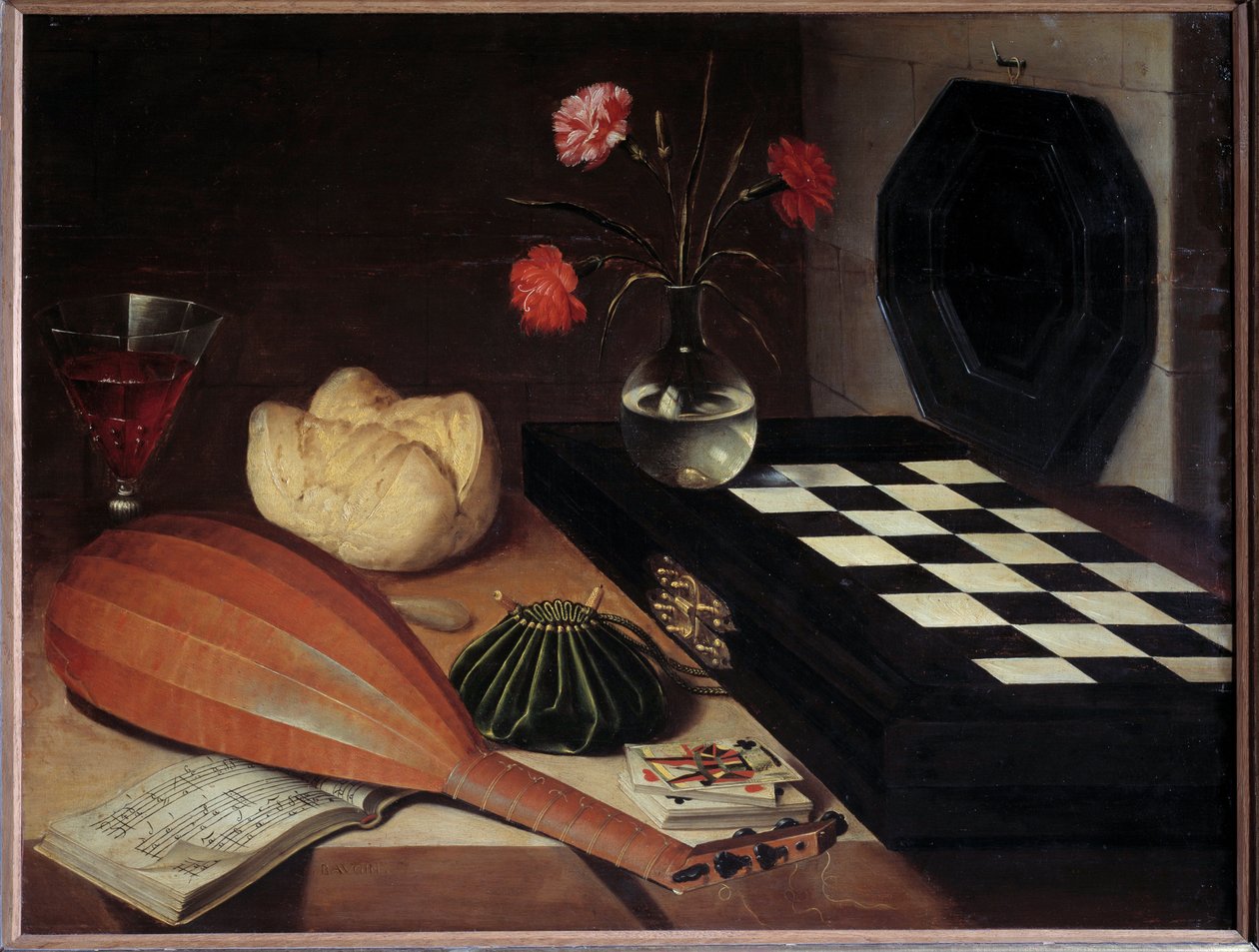 Zátiší u šachů Obraz Lubina Baugina (1612/1613-1663) 17. století ne. 0,55x0,73 m od Lubin Baugin