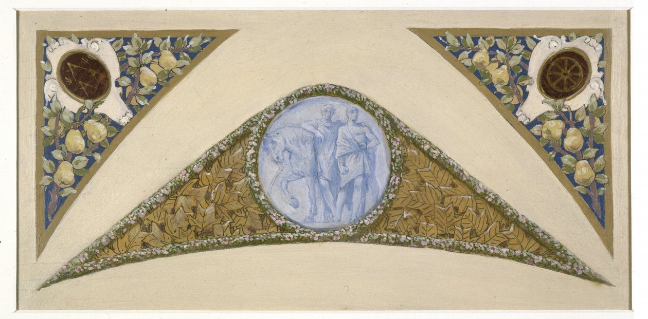 Skica Festivalového schodiště na pařížské radnici: Gemini, mezi lety 1888 a 1898 (olej) od Luc Oliver Merson
