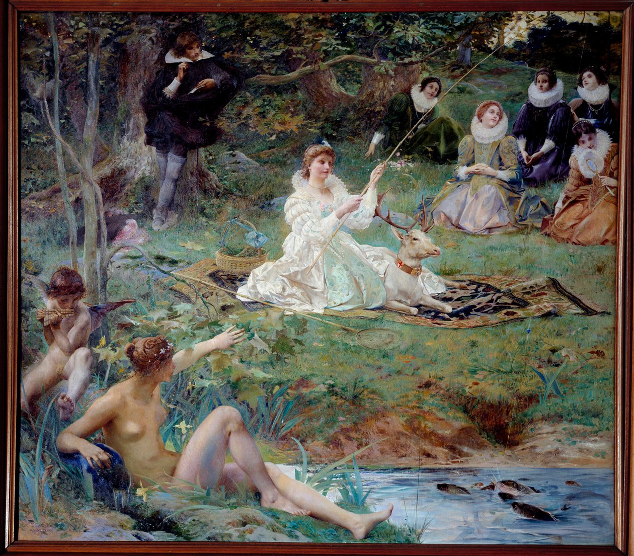 Marie F. des Ursins, vévodkyně z Montmorency a básník Theophile de Viau a Chantilly v pavilonu malby Sylvie od Luca Oliviera Mersona (1846-1920) 1895 ne. 1,88 X 2,10 m Chantilly, Musee Conde od Luc Oliver Merson