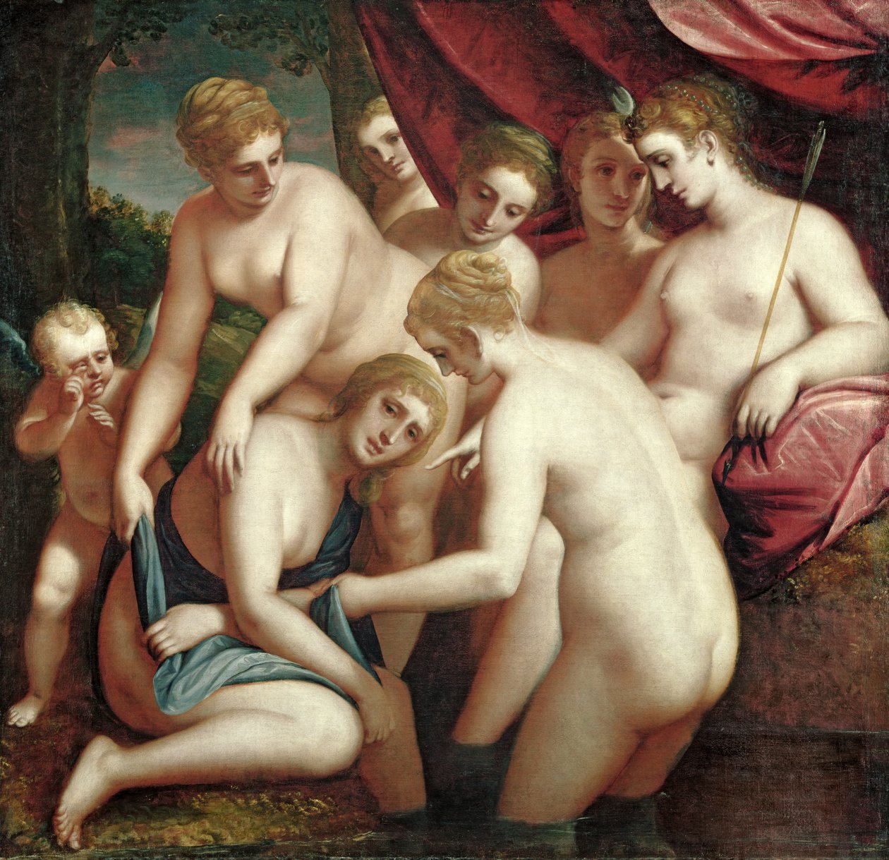 Diana Objevování těhotenství Callisto, 1570 od Luca Cambiaso