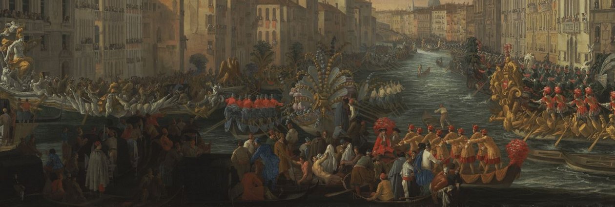 Regata na Velkém kanálu na počest dánského krále Fridricha IV. detail od Luca Carlevarijs