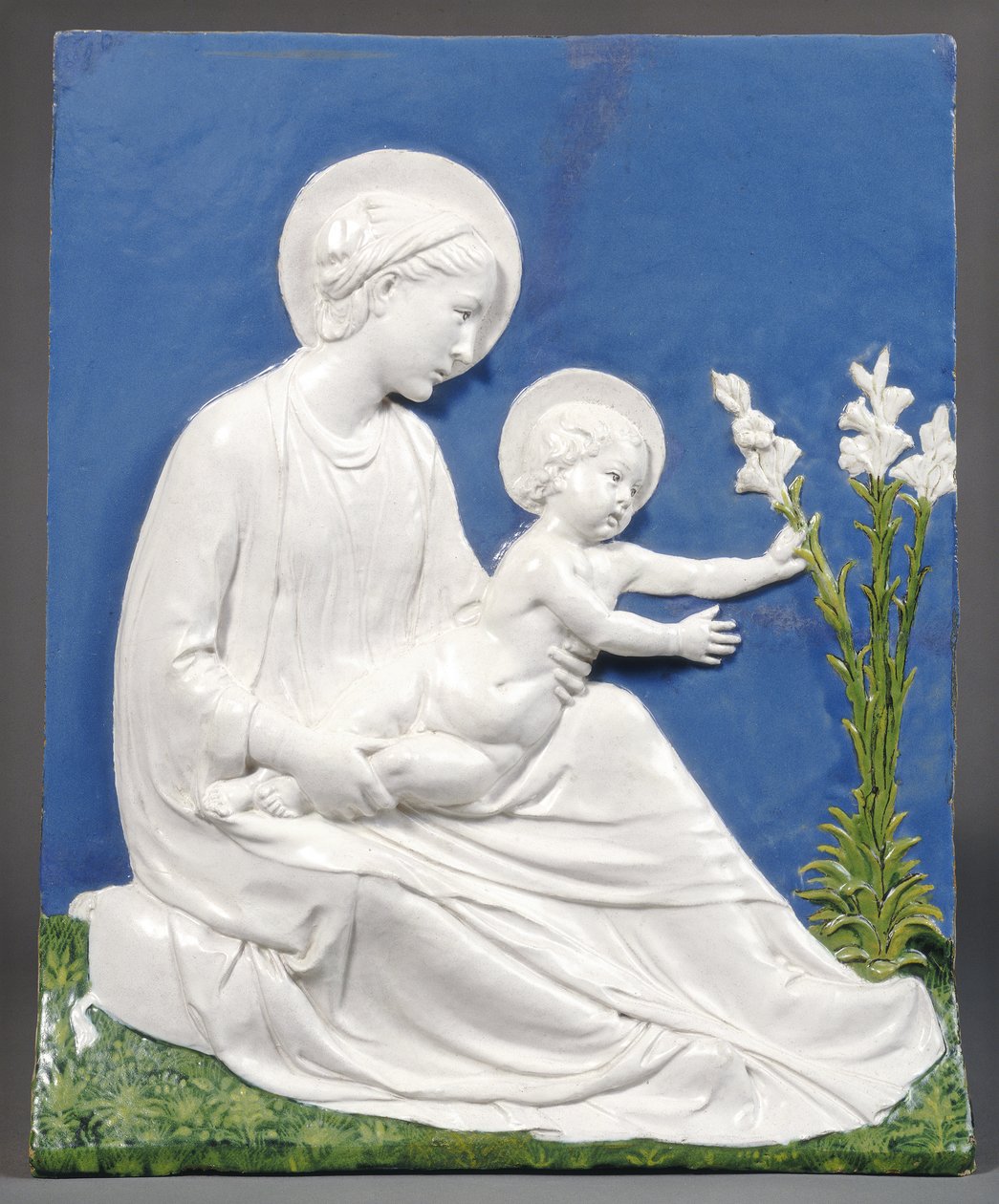 Madonna und Child, cca 1475 (glazovaná terakota) od Luca Della Robbia