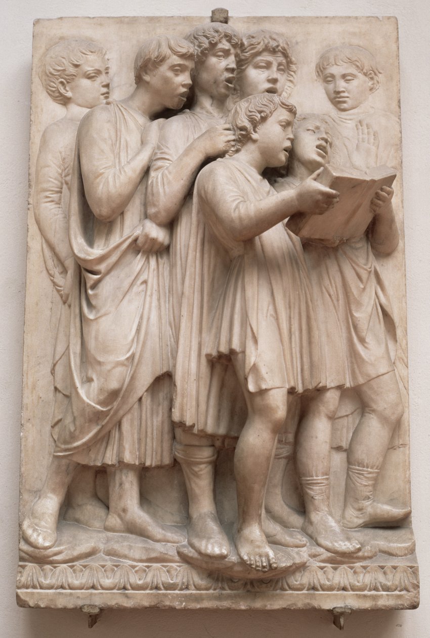 Zpívající andělé, detail z Cantoria, kolem 1432-38 (mramor) od Luca Della Robbia