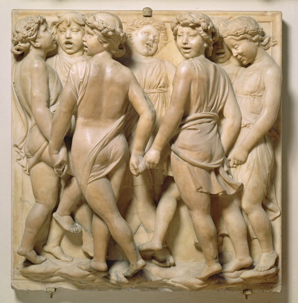 Zpívající andělé, reliéfní panel z Cantoria, kolem 1432-8 (mramor) od Luca Della Robbia