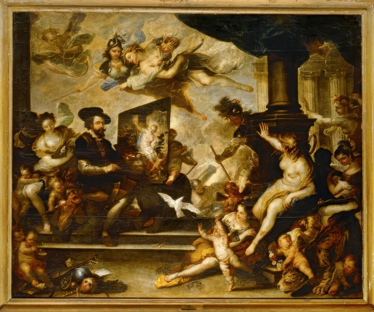 Rubens při práci maluje: Alegorie míru od Luca Giordano