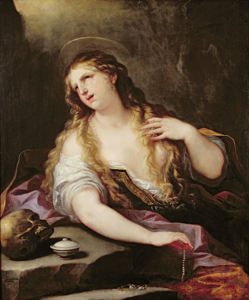 Svatá Marie Magdalena se vzdává marností světa, kolem roku 1696 od Luca Giordano
