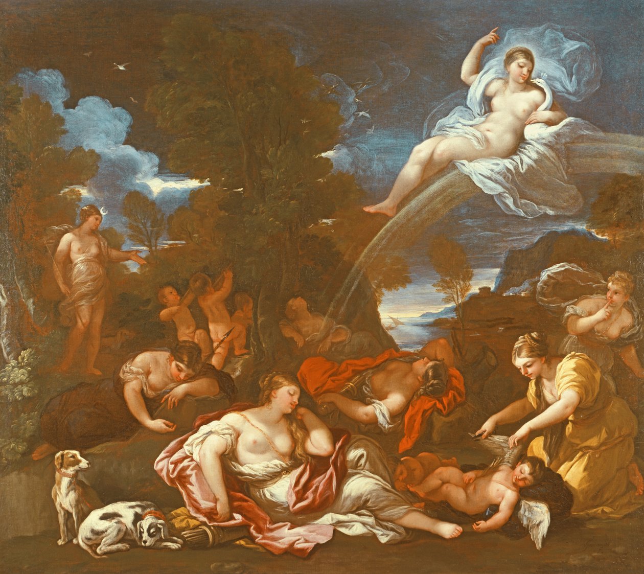 The Disarming of Cupid (olej) od Luca Giordano