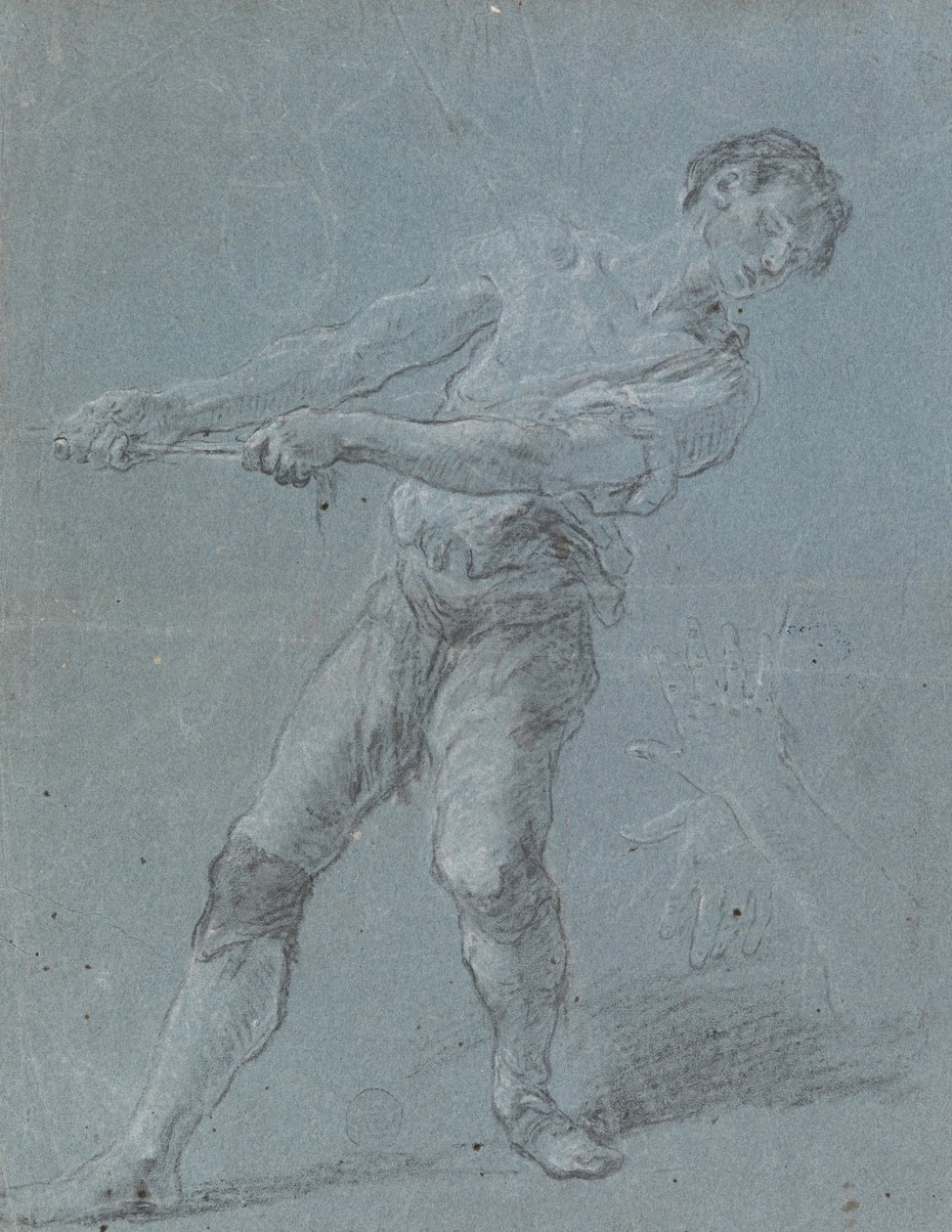 Mladý muž táhne lano od Luca Giordano
