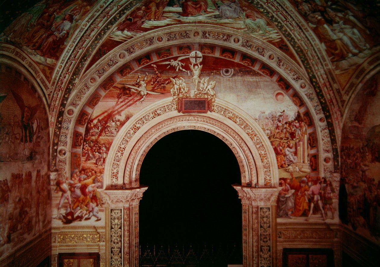 Proroci a konec světa, vstupní stěna kaple Madonna di San Brizio, 1499-1504 od Luca Signorelli