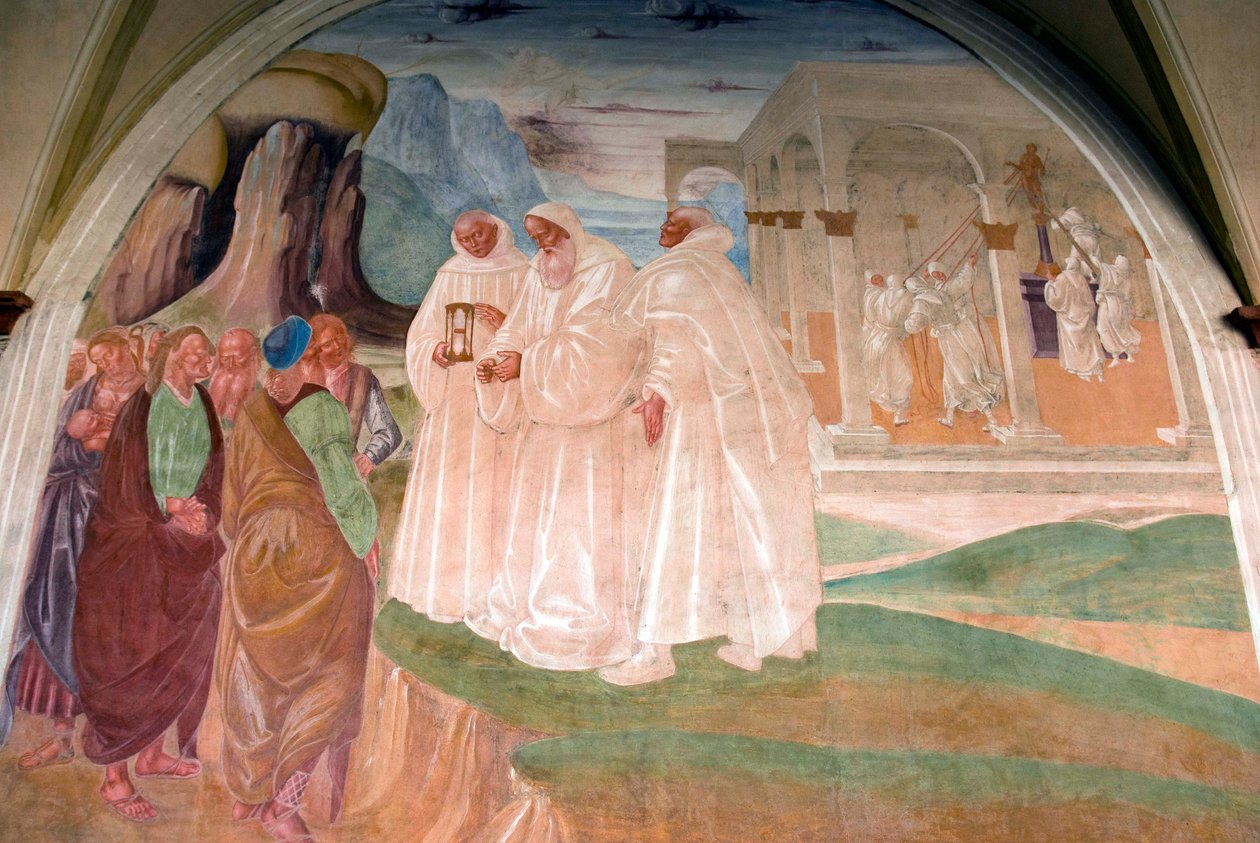Svatý Benedikt evangelizuje obyvatele Montecassina od Luca Signorelli