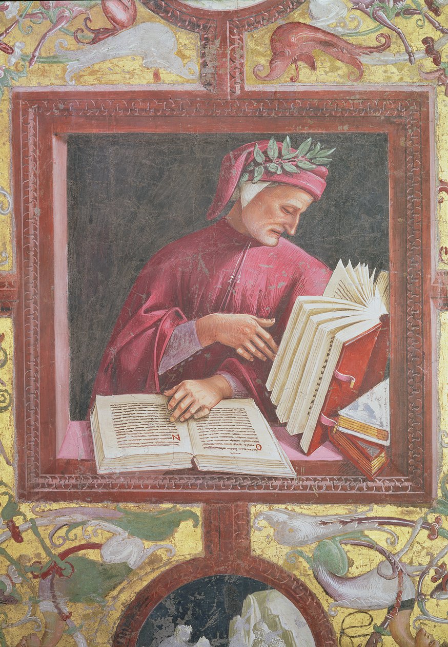 Básník Dante (1265-1321) detail z cyklu Poslední soud v kapli San Brixio, 1499-1504 od Luca Signorelli