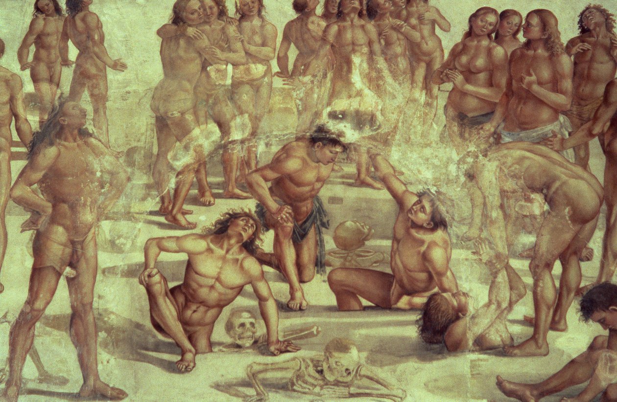 Vzkříšení těla, detail z Posledního soudu, 1499-1504 od Luca Signorelli