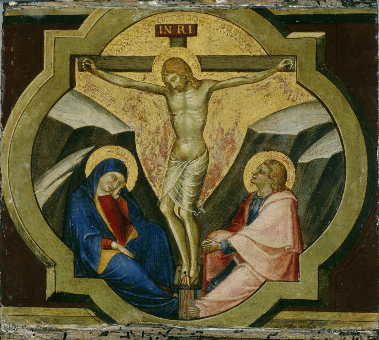 Kristus na kříži se svatými Marií a Janem, kolem roku 1370 (tempera na topolovém dřevě) od Luca di Tommè