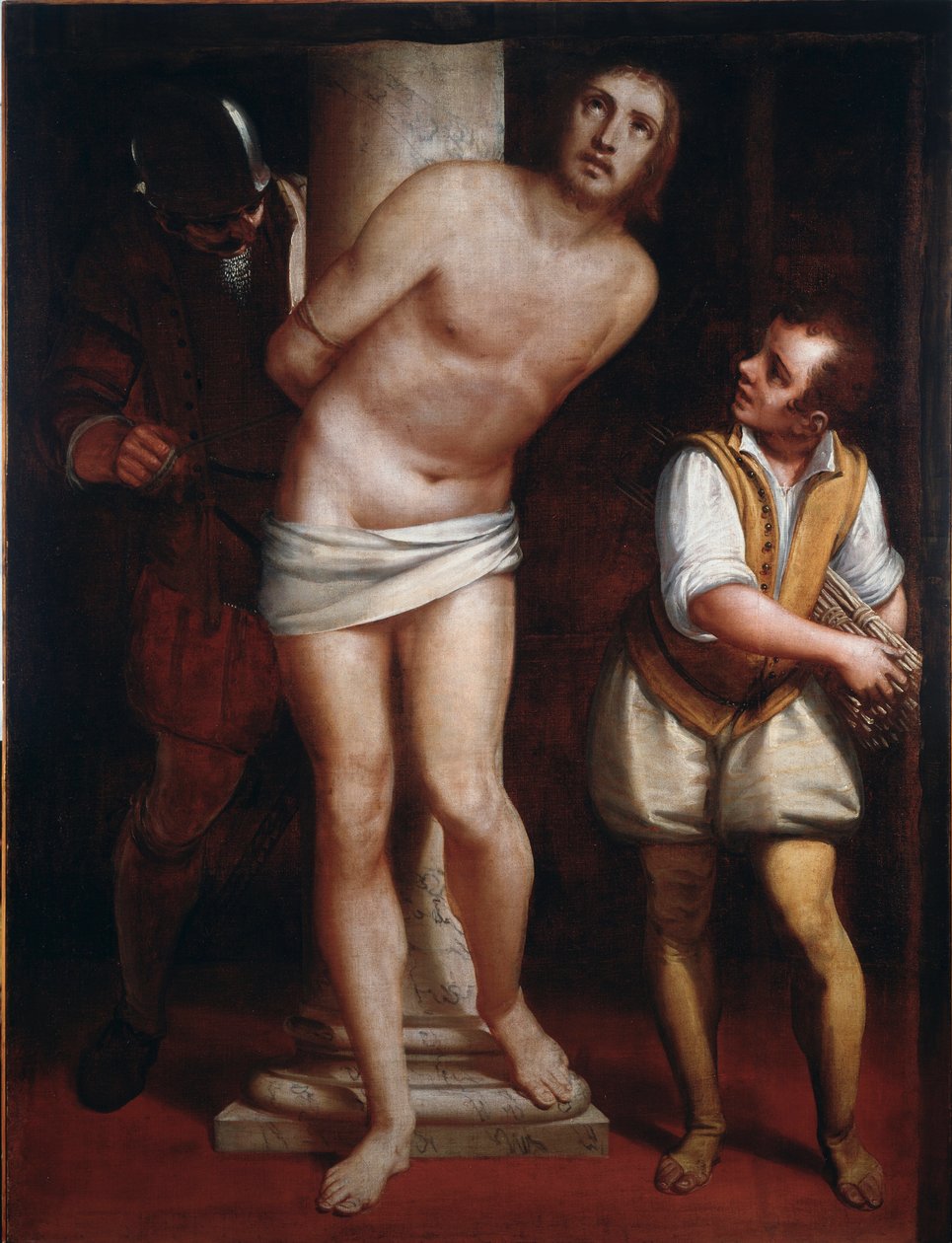 Kristus u sloupu nebo bičování Obraz Lucy Cambiaso (1527-1585) Rozměr 171x130 cm Genes, Musei di Strada Nuova (ex Palazzo Bianco) od Luca Cambiaso