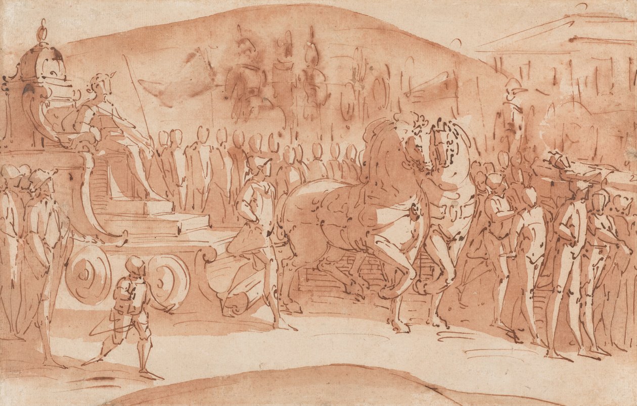 Pohřební průvod od Luca Cambiaso