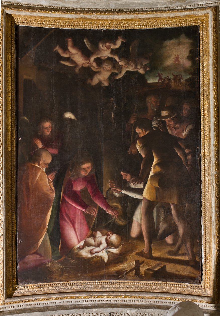 Janov, Duomo (katedrála sv. Vavřince), uvnitř, kaple Lercari nebo kaple Nejsvětější svátosti (severní apsida): "Klanění pastýřů", Luca Cambiaso od Luca Cambiaso