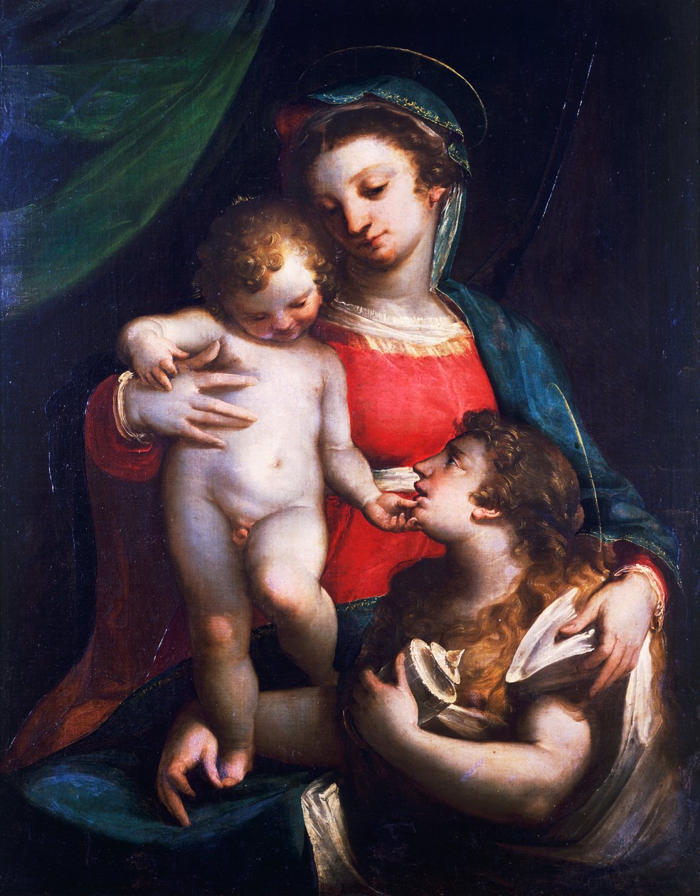 Madona s dítětem s Máří Magdalenou, Luca Cambiaso (1527-1585), olej na plátně od Luca Cambiaso
