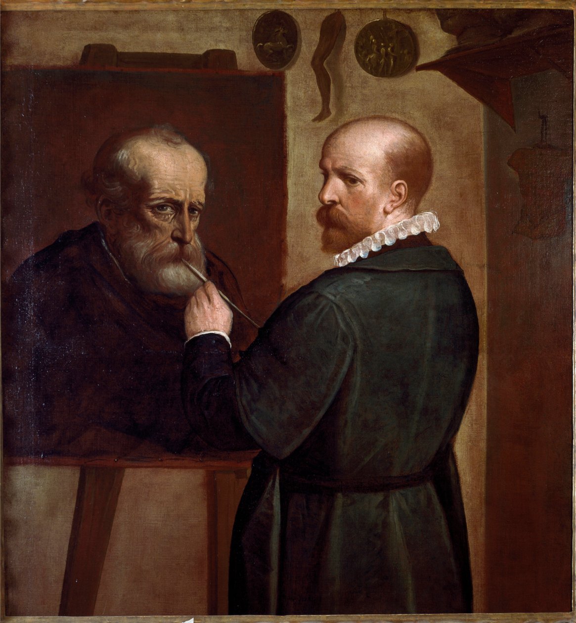 Autoportrét tvůrce portrétu jeho otce Malba Lucy Cambiaso (1527-1585) 1570 cca. Slunce. 104x97 cm Genes, Musei di Strada Nuova od Luca Cambiaso