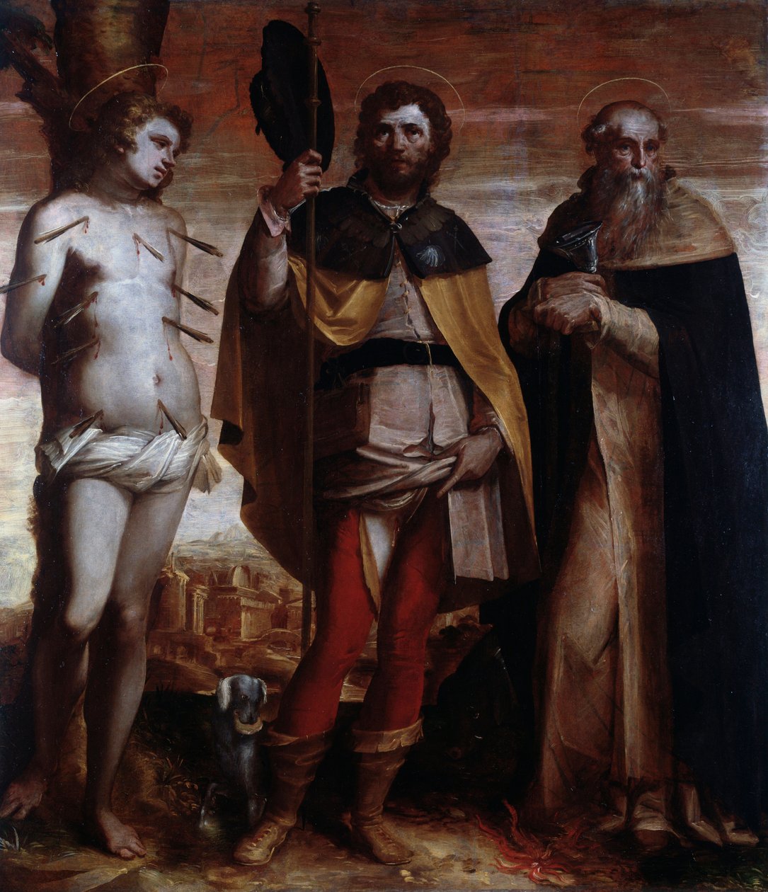 Svatý Roch, Svatý Sebastian a Svatý Antonín Veliký (Malba od Luca Cambiaso