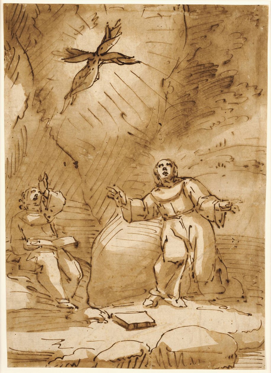Stigmatisation des Heiligen Franziskus od Luca Cambiaso