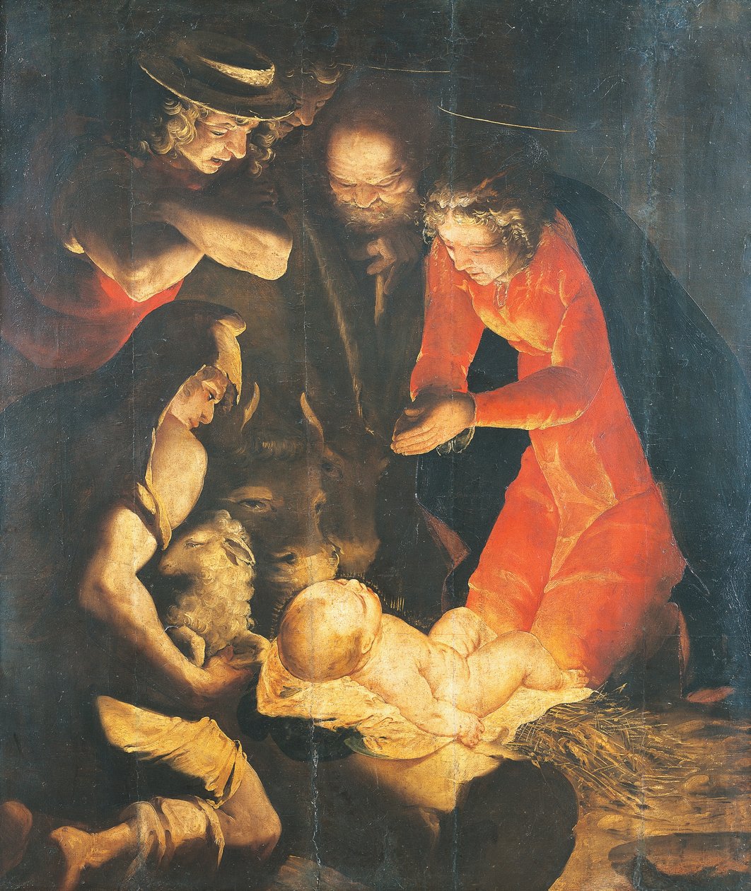 Klanění pastýřů, Luca Cambiaso (1527-1585), olej na plátně od Luca Cambiaso