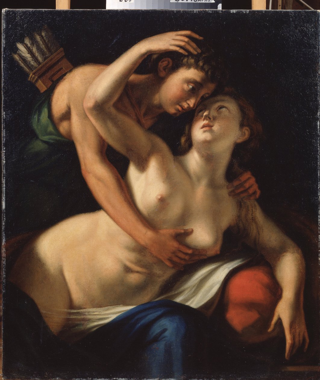 ""Venuše a Adonis"" Obraz Luca Cambiaso (nebo Cambiasi, Cangiagio) dit Lucchetto da Genova) (1527-1585) 16. století Mykolajiv (Nikolajev) Regionální muzeum umění Wereshchagin, Ukrajina od Luca Cambiaso