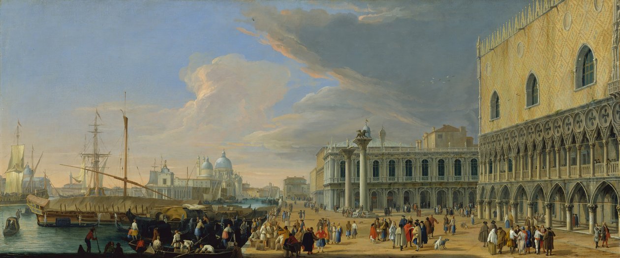 Molo, Benátky, Pohled na západ, ca. 1709. od Luca Carlevarijs