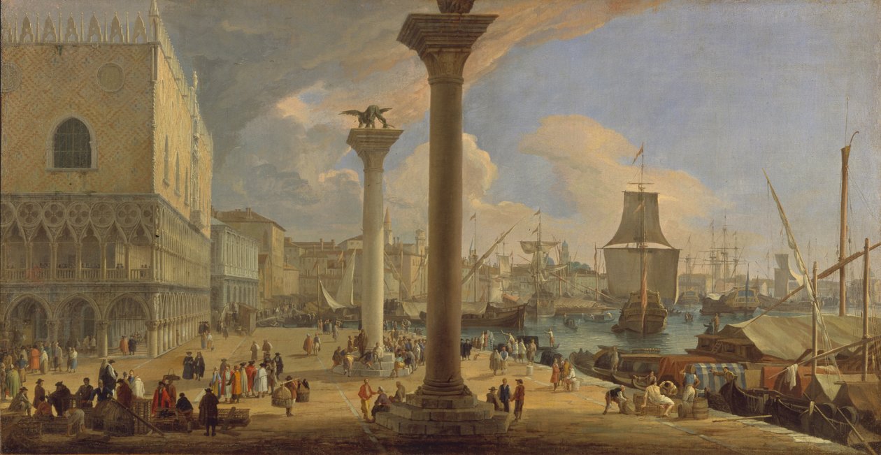 Molo s vévodským palácem, c. 1710 od Luca Carlevaris