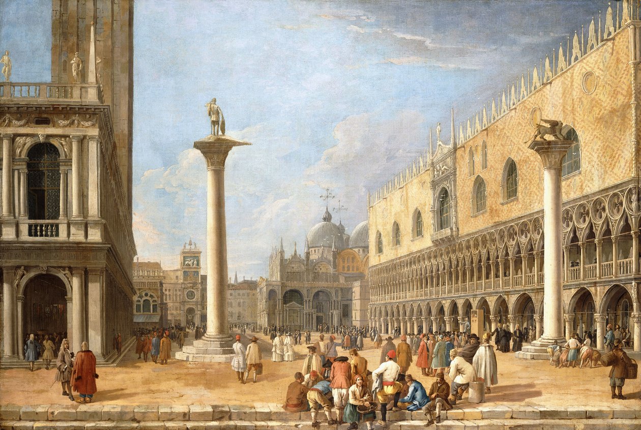 Piazzetta, Benátky, při pohledu na náměstí Piazza San Marco, od Luca Carlevaris