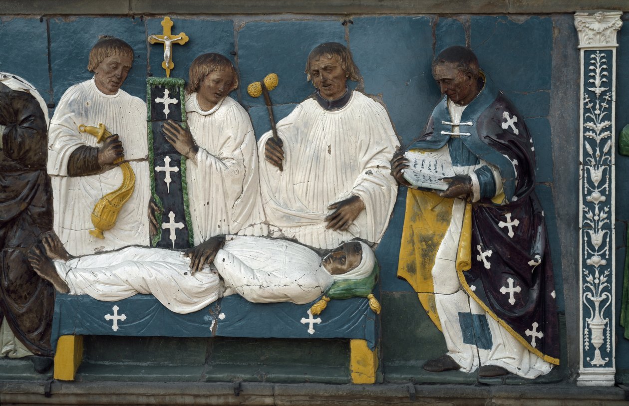 Pohřbívání mrtvých, detail, 1526-28 od Luca Della Robbia