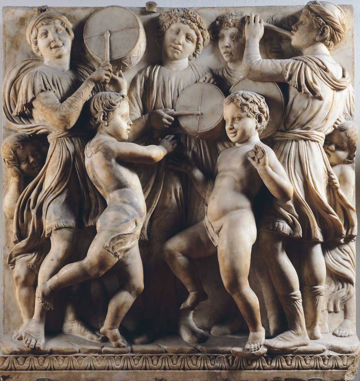 Děti a cherubové tančí, zpívají a hrají si, detail od Cantoria (galerie sborů) od Luca Della Robbia
