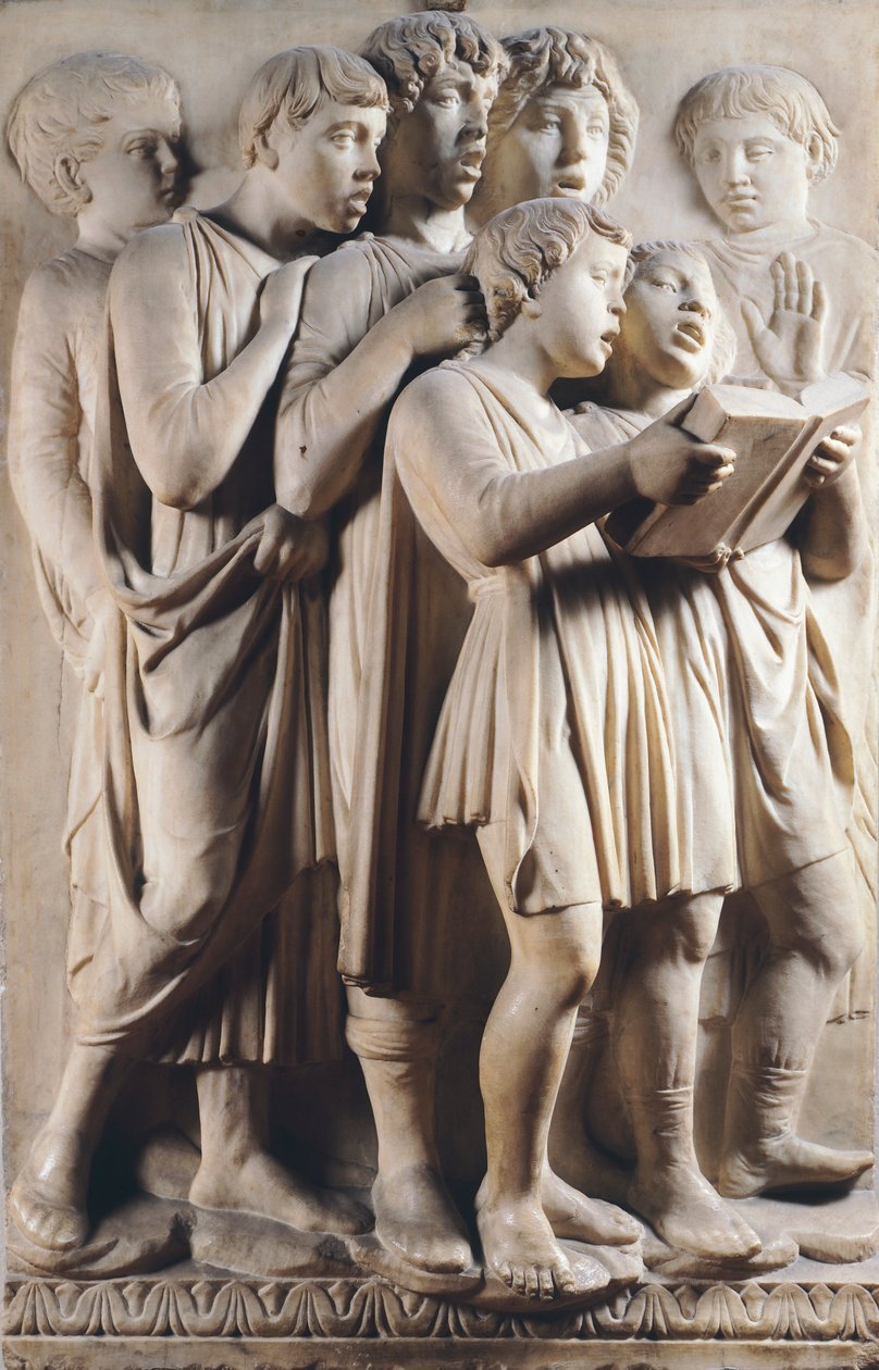Děti a cherubíni zpívají, detail od Cantoria (galerie sborů) od Luca Della Robbia