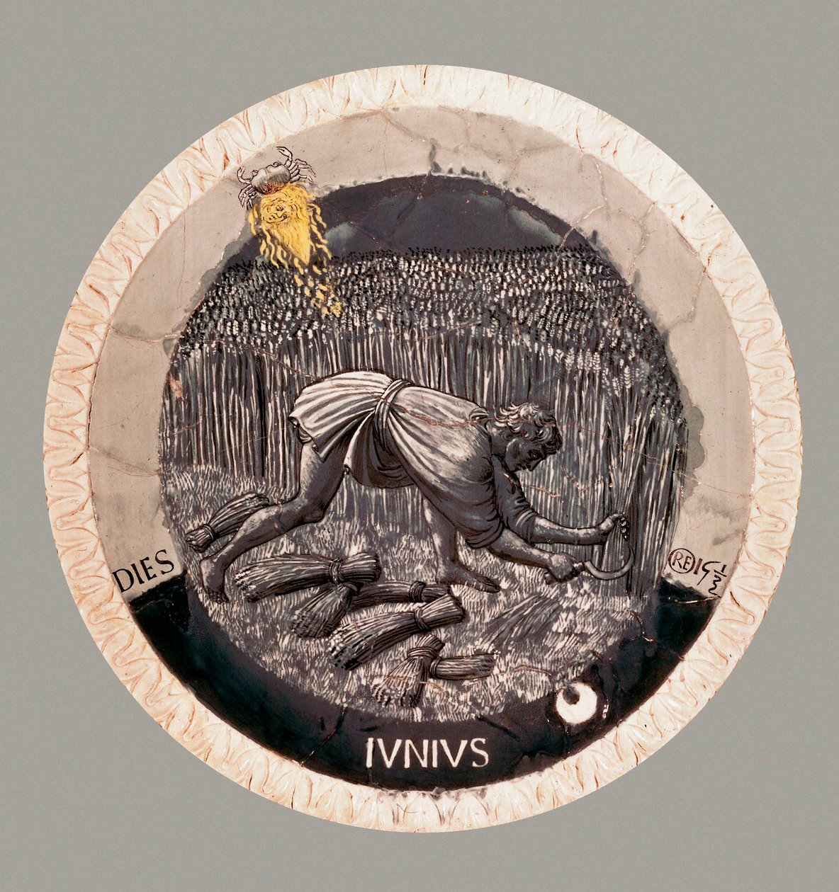Červen: rolník sklízející pšenici. Terakota od Luca della Robbia od Luca Della Robbia