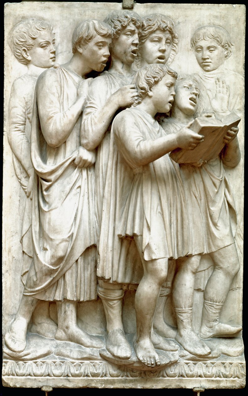 La cantoria aneb děti zpívající ve sboru - Mramorový reliéf (výška 348 cm), Luca della Robbia (asi 1400-1482) od Luca Della Robbia
