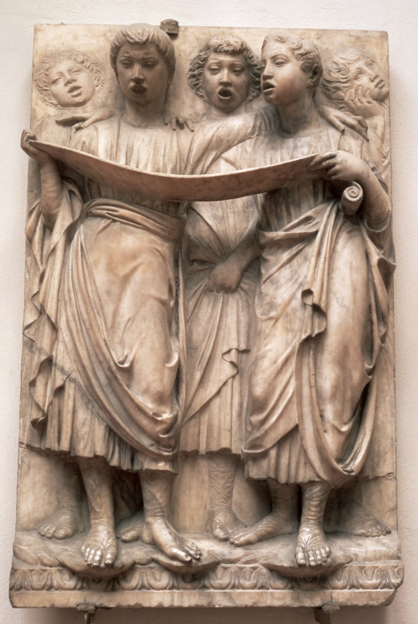 Zpívající andělé, reliéf z Cantoria od Luca della Robbia (1400-82), kolem 1435 (mramor) od Luca Della Robbia