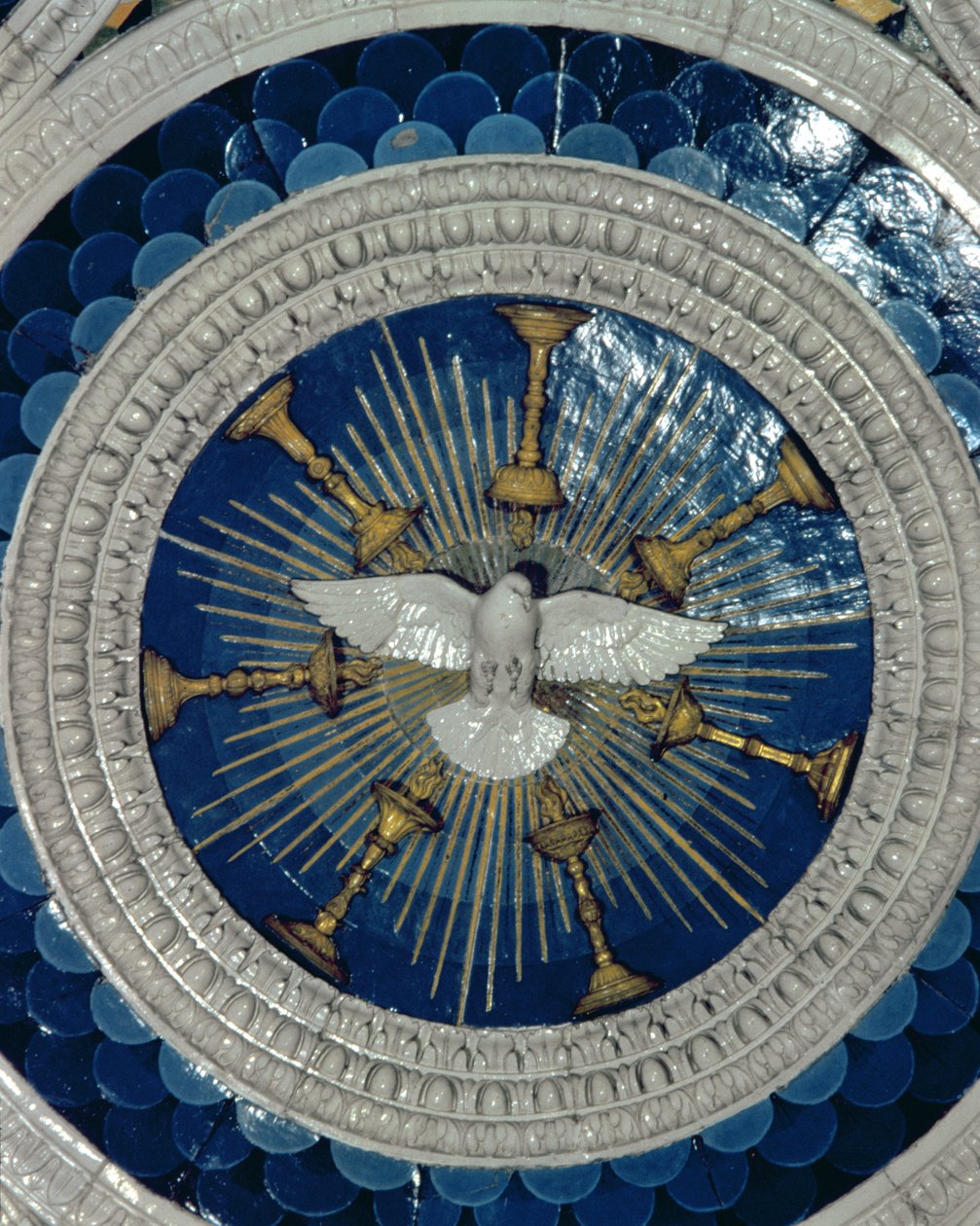 Duch svatý, kruhový z hrobky kardinála Portugalska, 60. léta 14. století (glazovaná terakota) od Luca Della Robbia