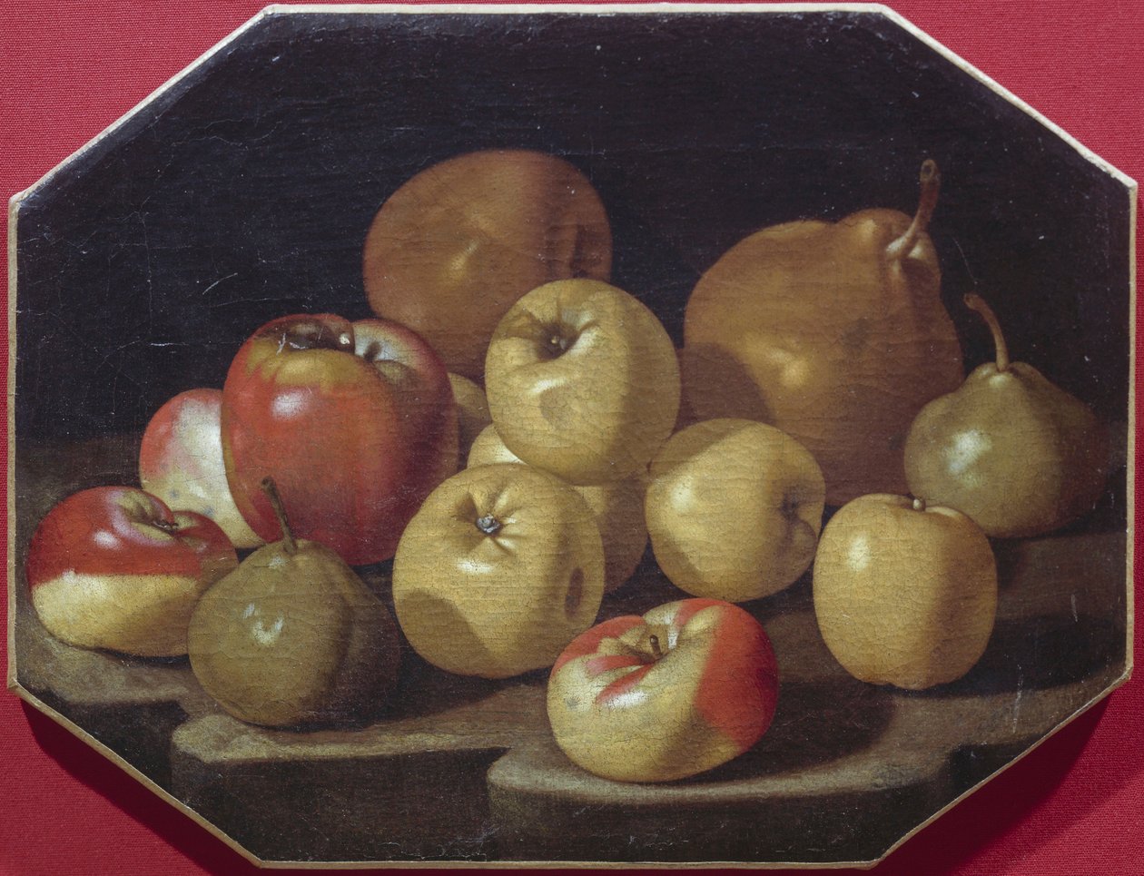 Zátiší s jablky a hruškami, olejomalba Luca Forte (1610-1670) od Luca Forte