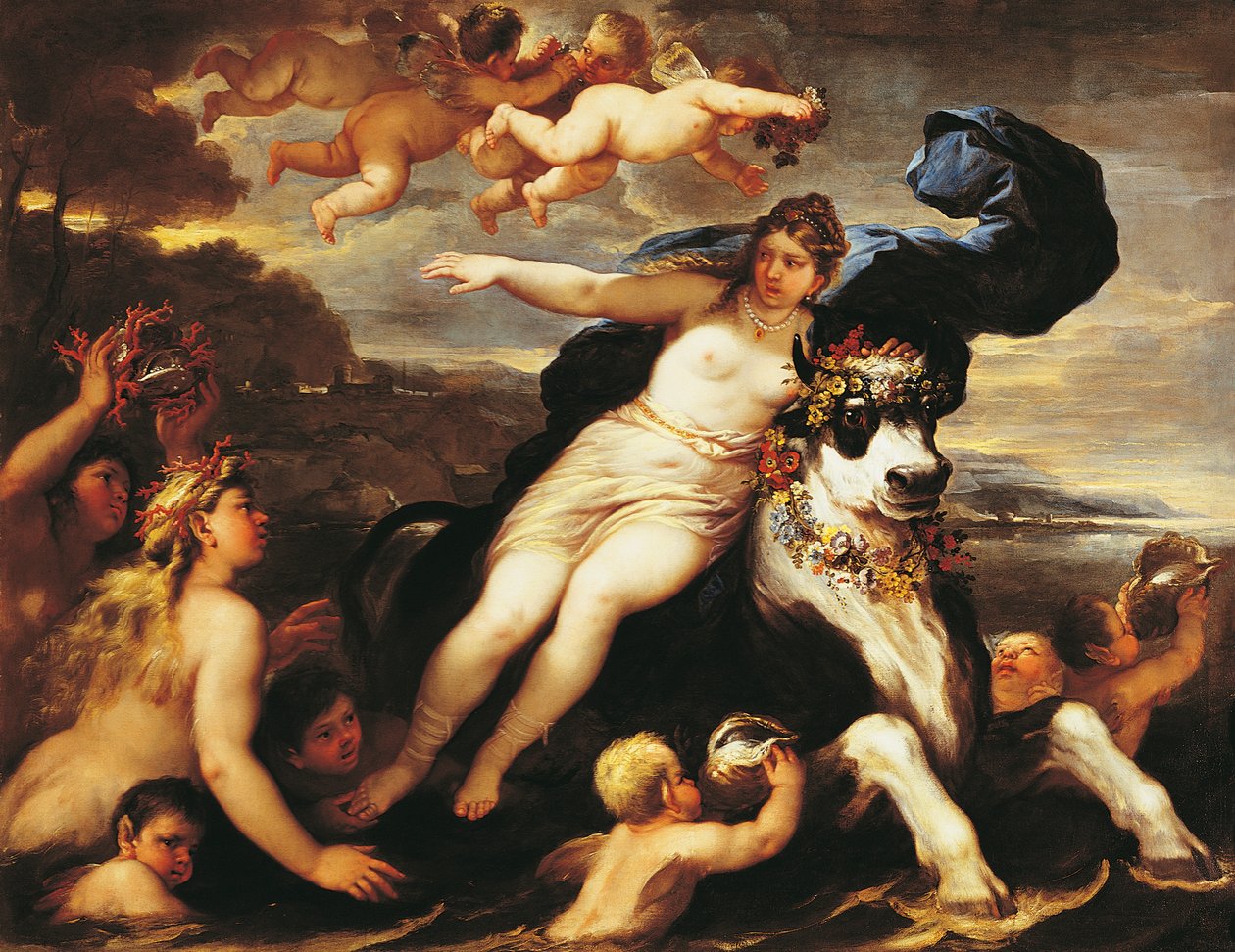 Adduction of Europa, Luca Giordano (1634-1705), olej na plátně od Luca Giordano
