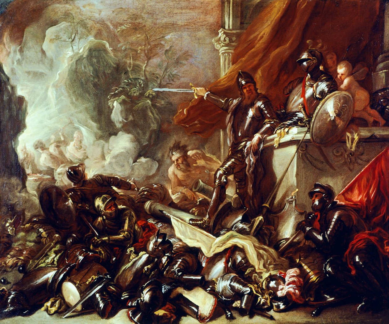Alegorie války, Luca Giordano (1634-1705), olej na plátně, 61x50 cm od Luca Giordano