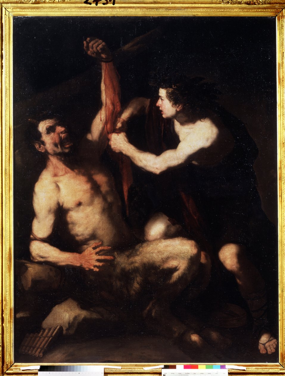 ""Apollo a Marsyas"" Apollo, poté, co vyhrál výzvu proti Marsyas, ho nechal stáhnout z kůže a pak ho hodil do jeskyně. Obraz Lucy Giordana (1632-1705) kolem roku 1650. Manýrismus. Puškinovo muzeum, Moskva od Luca Giordano