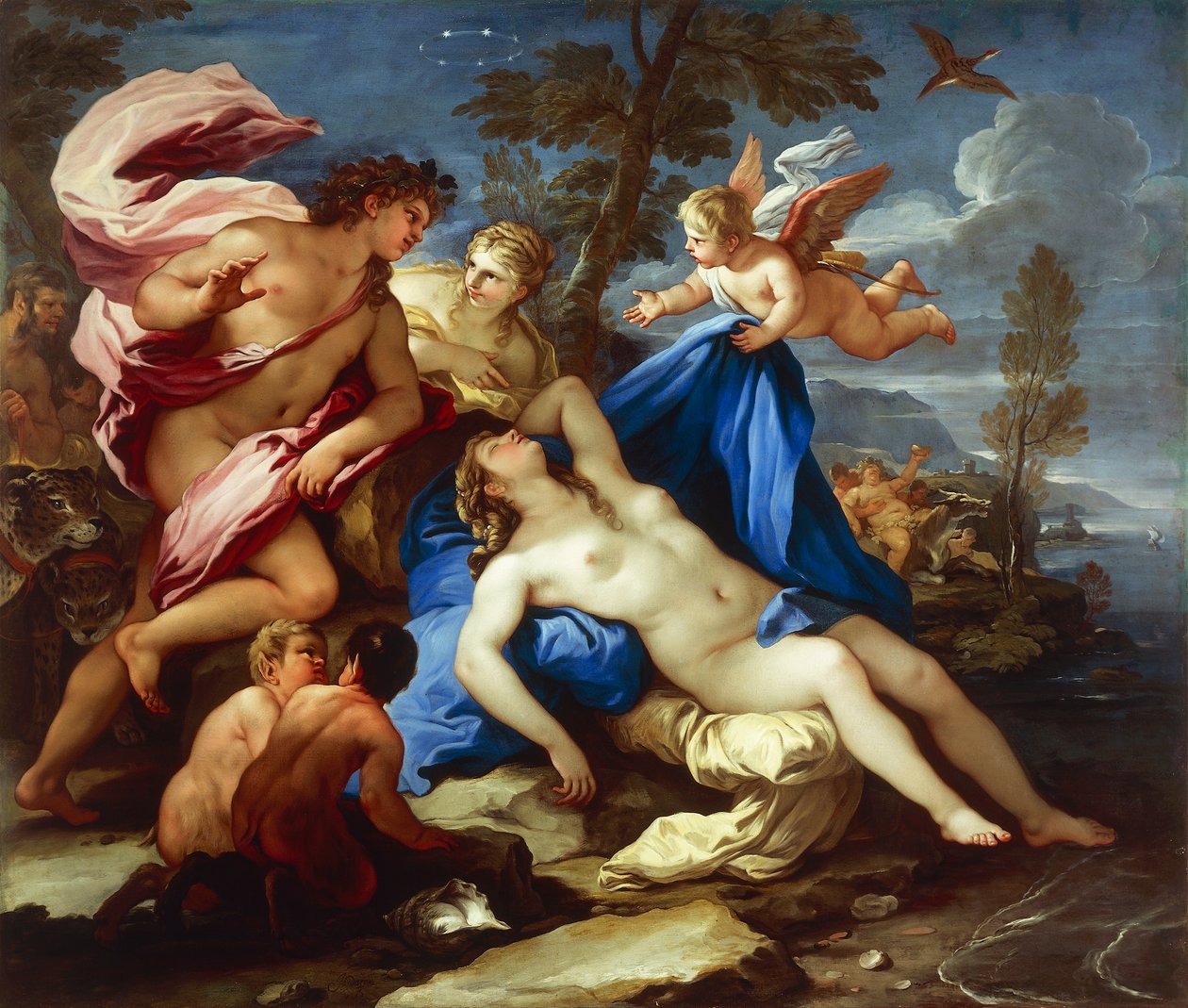 Bacchus a Ariadne, Luca Giordano, olej na plátně od Luca Giordano