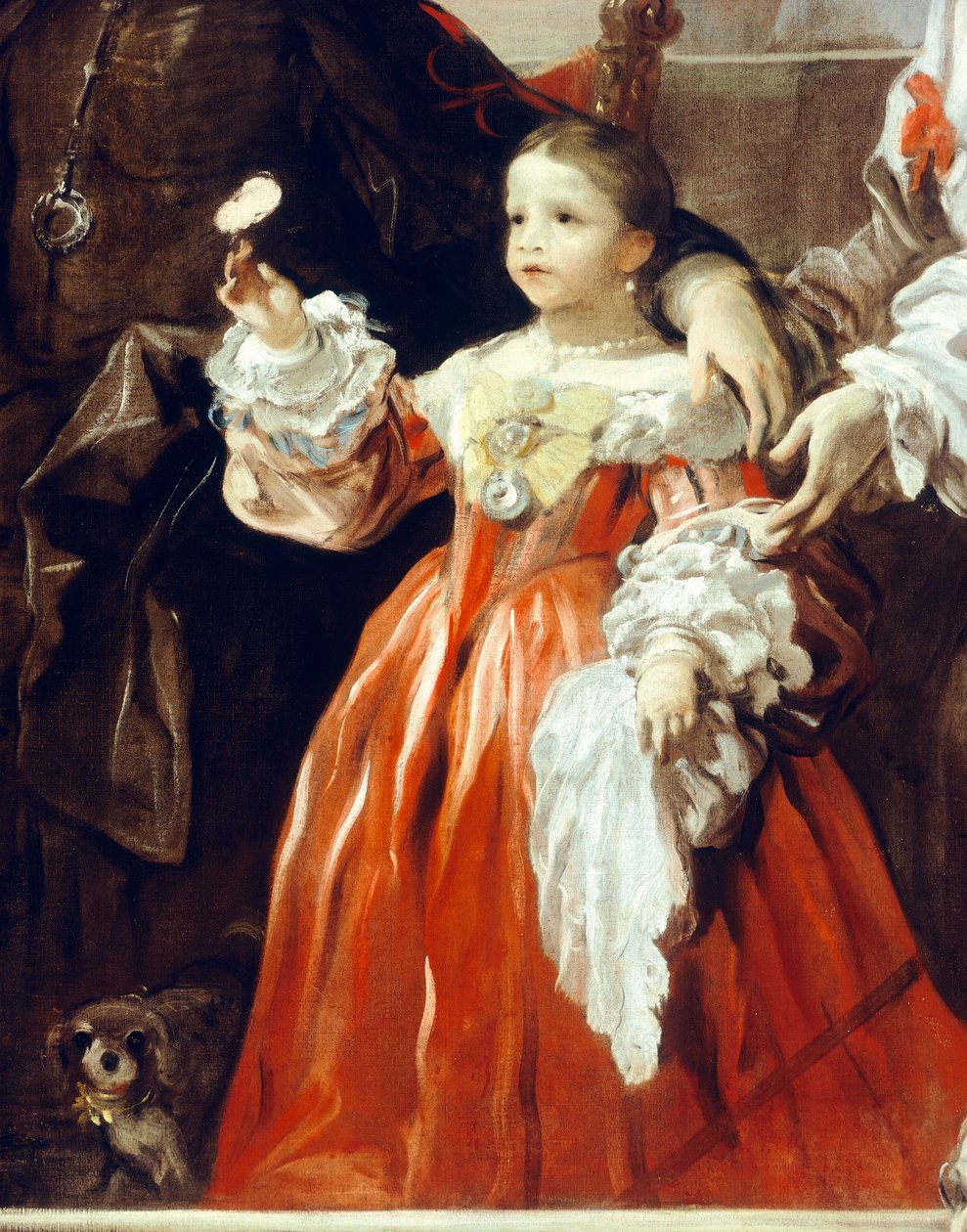Postava z dětství, detail z Pocta Velazquezovi pro hraběte ze Santiestebanu od Luca Giordano