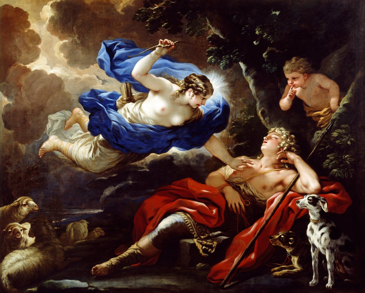 Diana a Endymion, Luca Giordano, olej na plátně od Luca Giordano