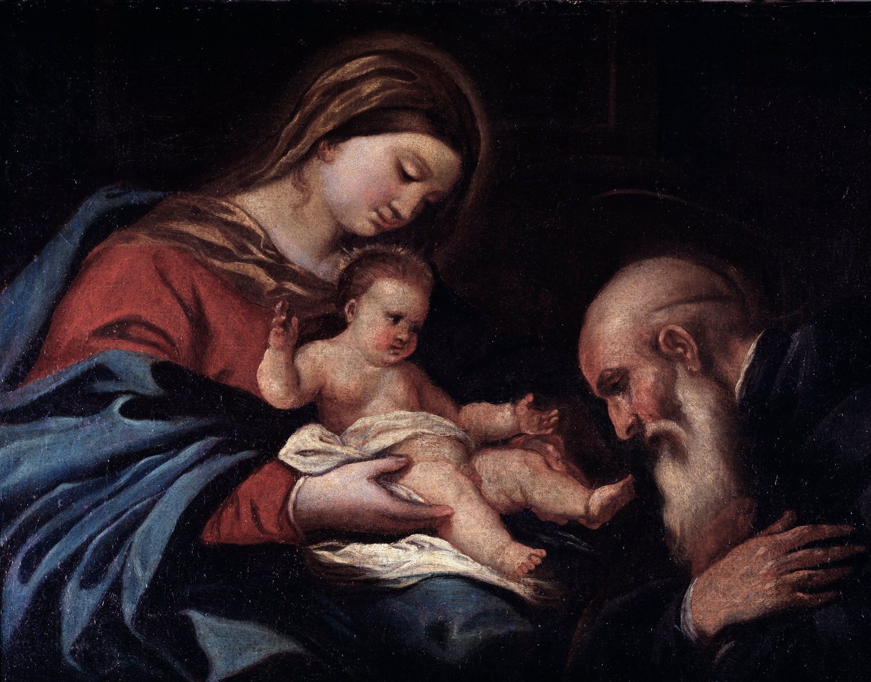 Madona s dítětem a svatý Benedikt (olej na plátně od Luca Giordano