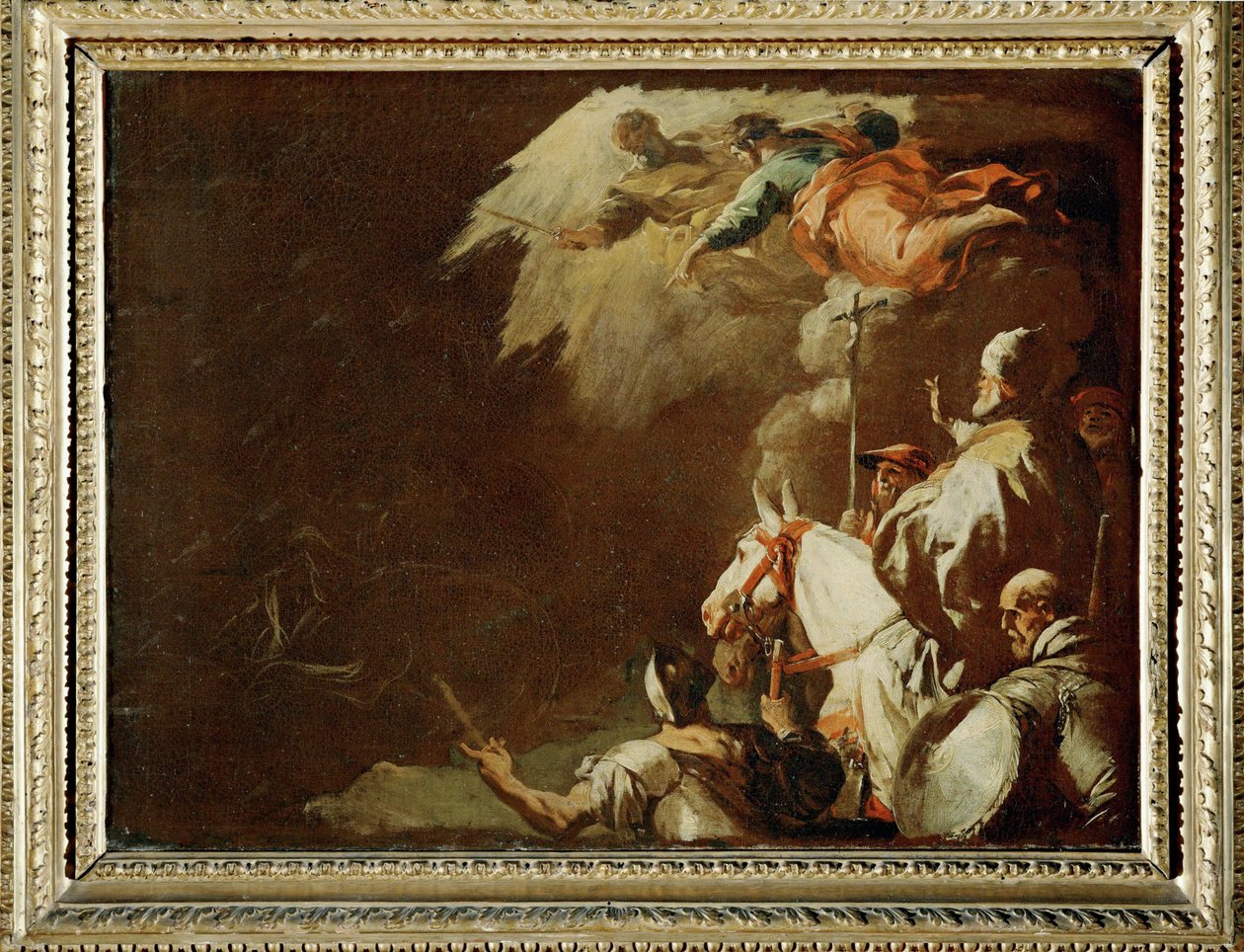 Papež Lev Veliký čelí Attilovi (malba na plátně) od Luca Giordano