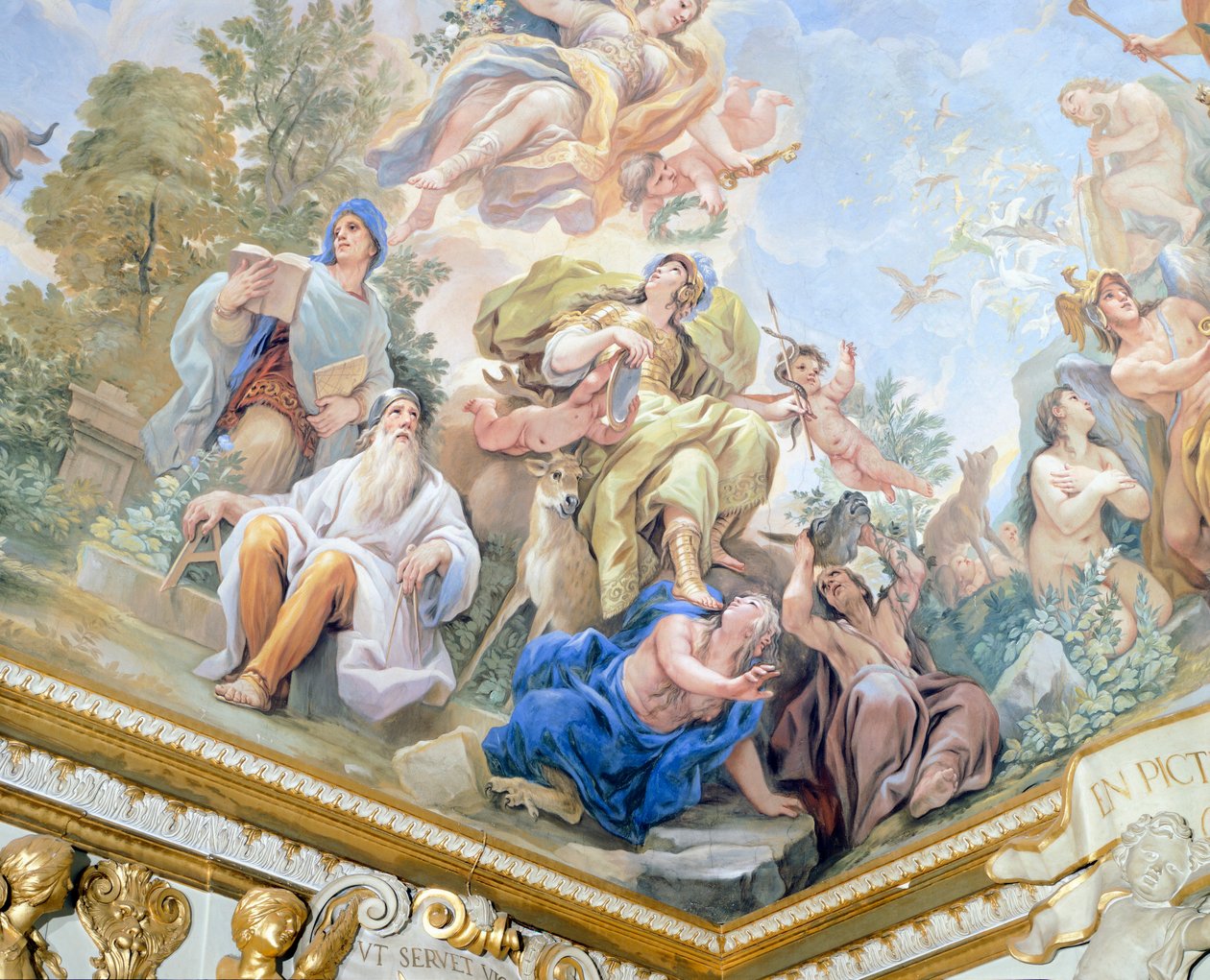 Prudence, detail cyklu fresek v zrcadlovém sále od Lucy Giordana (1634-1705), freska, Palazzo Medici Riccardi, Florencie od Luca Giordano