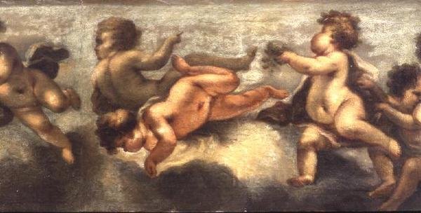 Putti disporting (papír na plátně) (centrální detail) (viz také 67091-94) od Luca Giordano