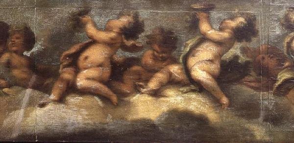 Putti disporting (papír na plátně) (detail středu) (viz také 67087-89) od Luca Giordano