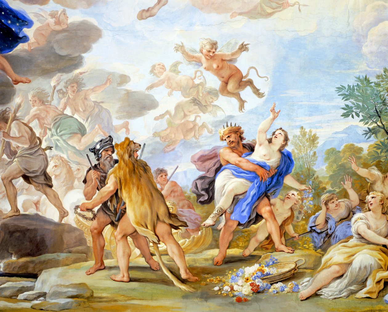 Znásilnění Proserpiny, detail cyklu fresek v zrcadlovém sále od Lucy Giordana (1634-1705), freska, Palazzo Medici Riccardi, Florencie od Luca Giordano